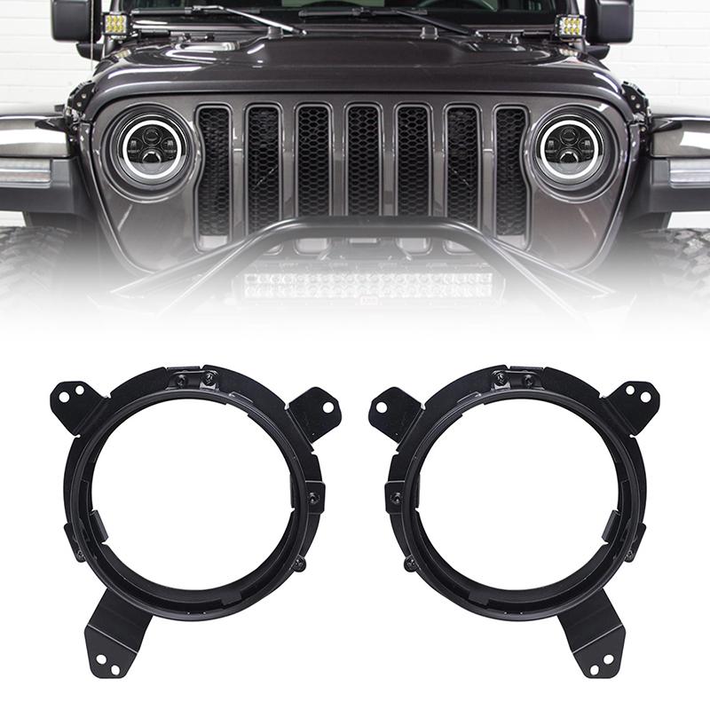 9'' Headlight Bracket Ring For 2018+ Jeep Wrangler JL And Jeep Gladiator JT