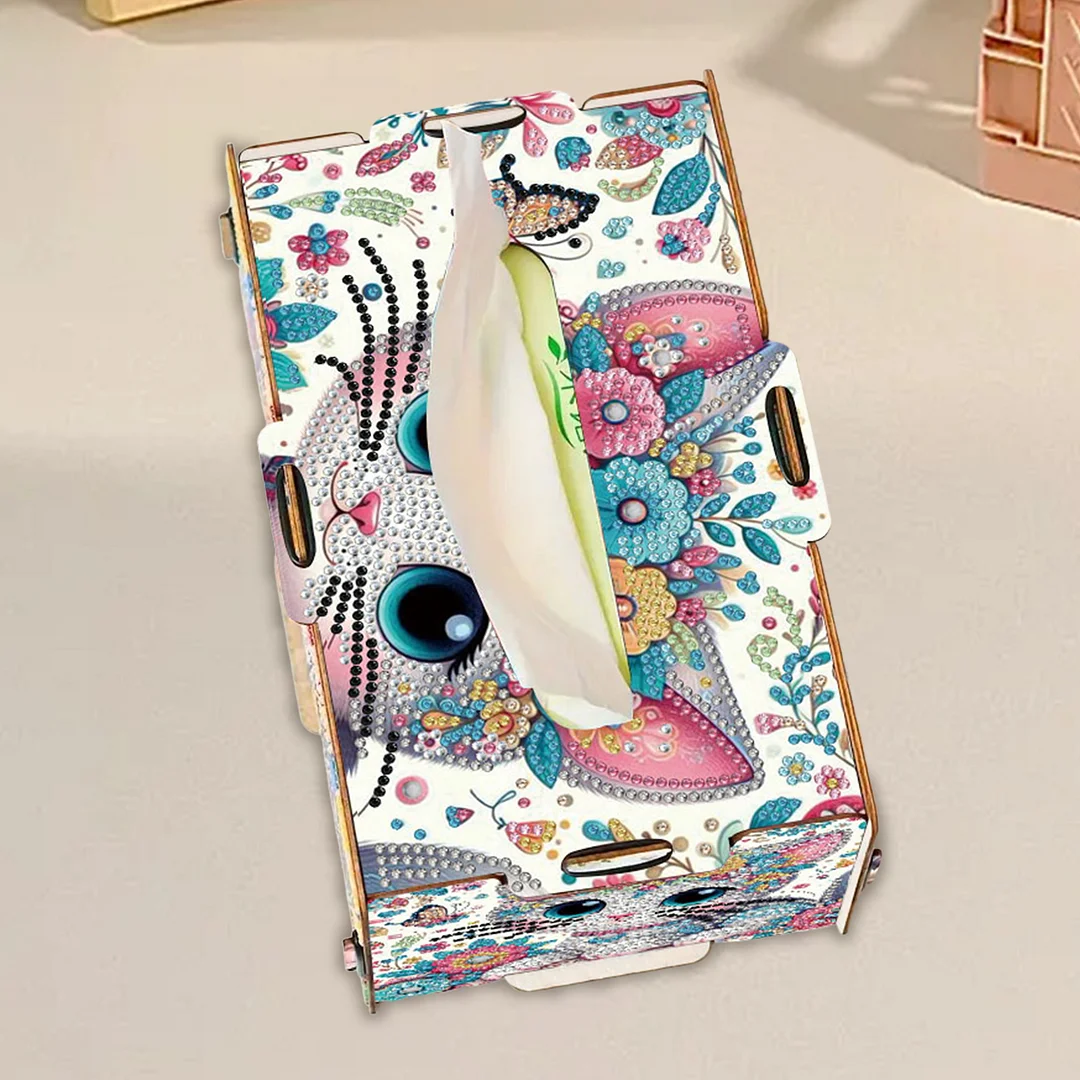 Wooden Diamond Painting Tissue Box for Home and Office Decoration(CZH001)