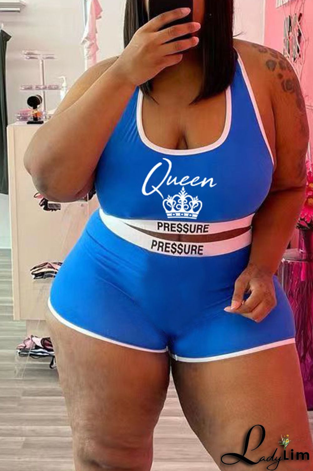 Red Casual Print Split Joint U Neck Sleeveless Two Pieces