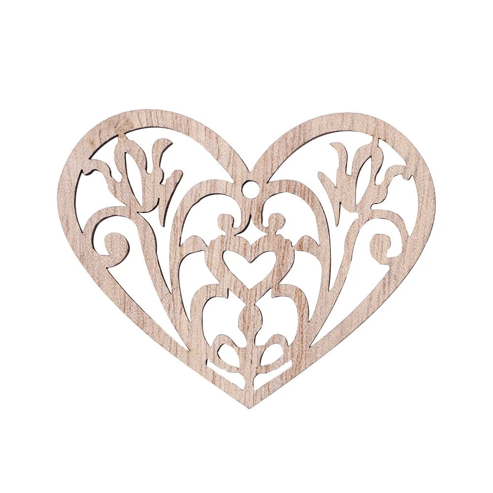 10pcs Lovely Heart Pattern Wooden Scrapbooking Painting Collection Craft Handmade DIY Accessory Home Decoration 48-56mm