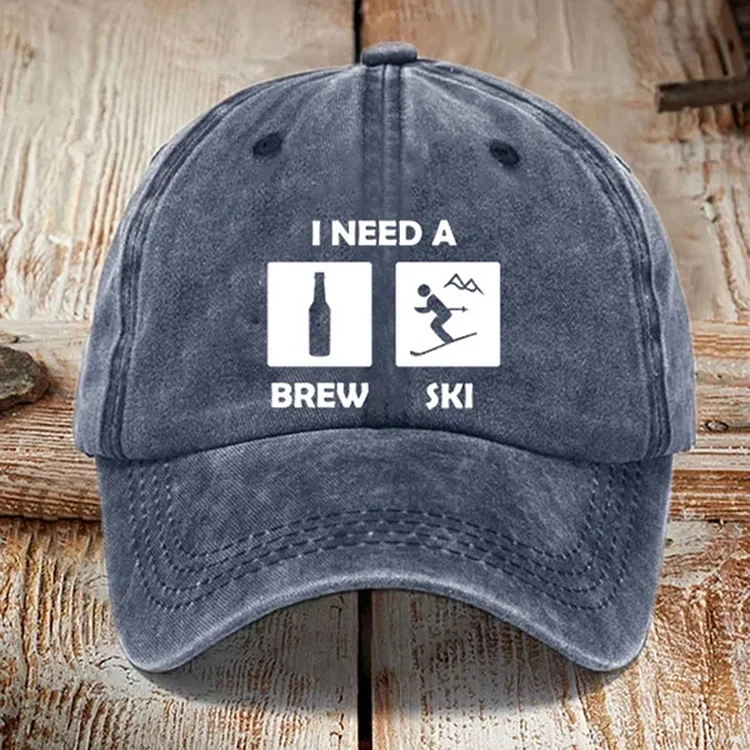 Comstylish Unisex Funny Ski "I Need A Brew Ski" Printed Hat