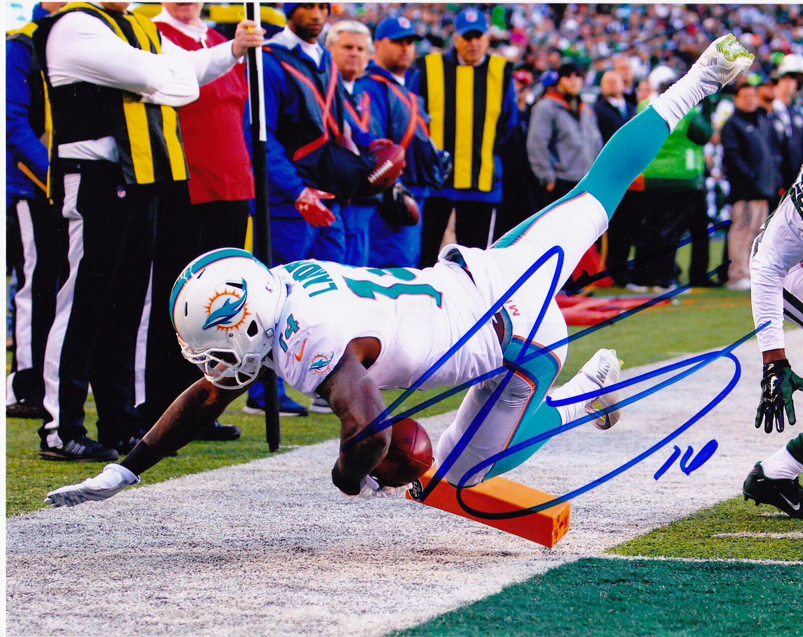 JARVIS LANDRY MIAMI DOLPHINS ACTION SIGNED 8x10