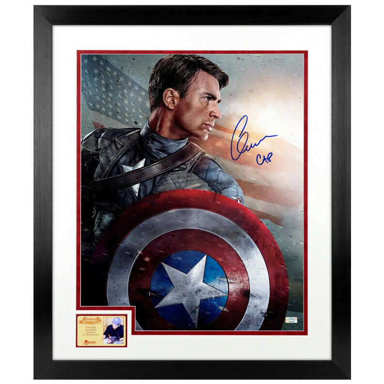 Chris Evans Autographed Captain America The First Avenger 16x20 Framed Photo Poster painting