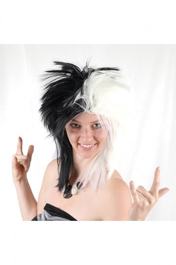Halloween Party Cruella-De-Vil Cosplay Black White Wig-elleschic