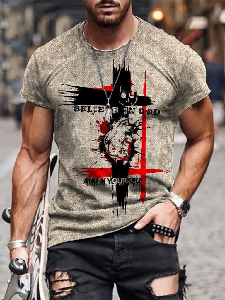 Cross heart head art print T-shirt / [viawink] /