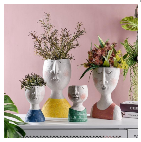 Creative Art Portrait Sculpture Vase Flower Pot