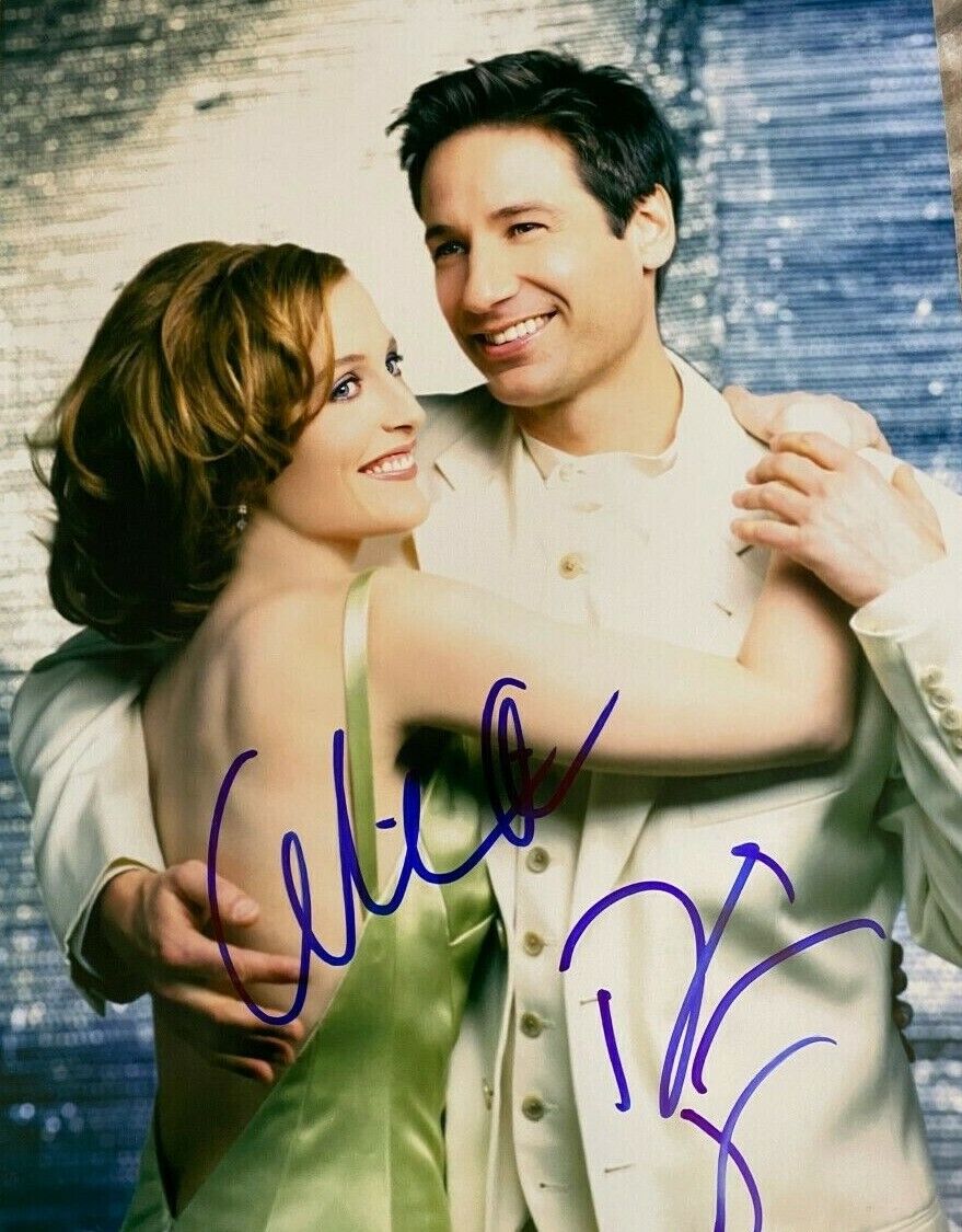 David Duchovny Gillian Anderson signed autographed 11x14 Photo Poster painting X-Files Mulder