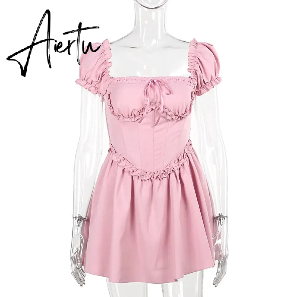 New Elagant Slim Fit Wooden Ear Edge Off Shoulder Backless Mini Dress For Femme Party Club Evening Dress Aiertu