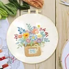 Flowers-DIY Embroidery Kit with Pattern Cotton Threads Needles Hoop 30*30cm/11.8*11.8in