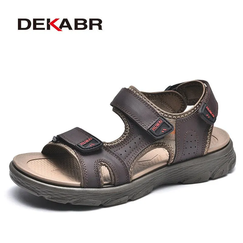 DEKABR Summer Sandals Men Lightweight Outdoor Beach Casual Shoes Genuine Leather Roman Walking Footwear Soft Slippers Sandalias