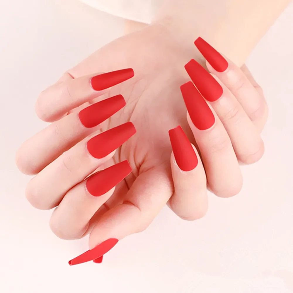24Pcs Press On Matte Ballerina Coffin Fake Nails With Design Artificial False Nails DIY Finger Tips Manicure Tool-Nail Inspo