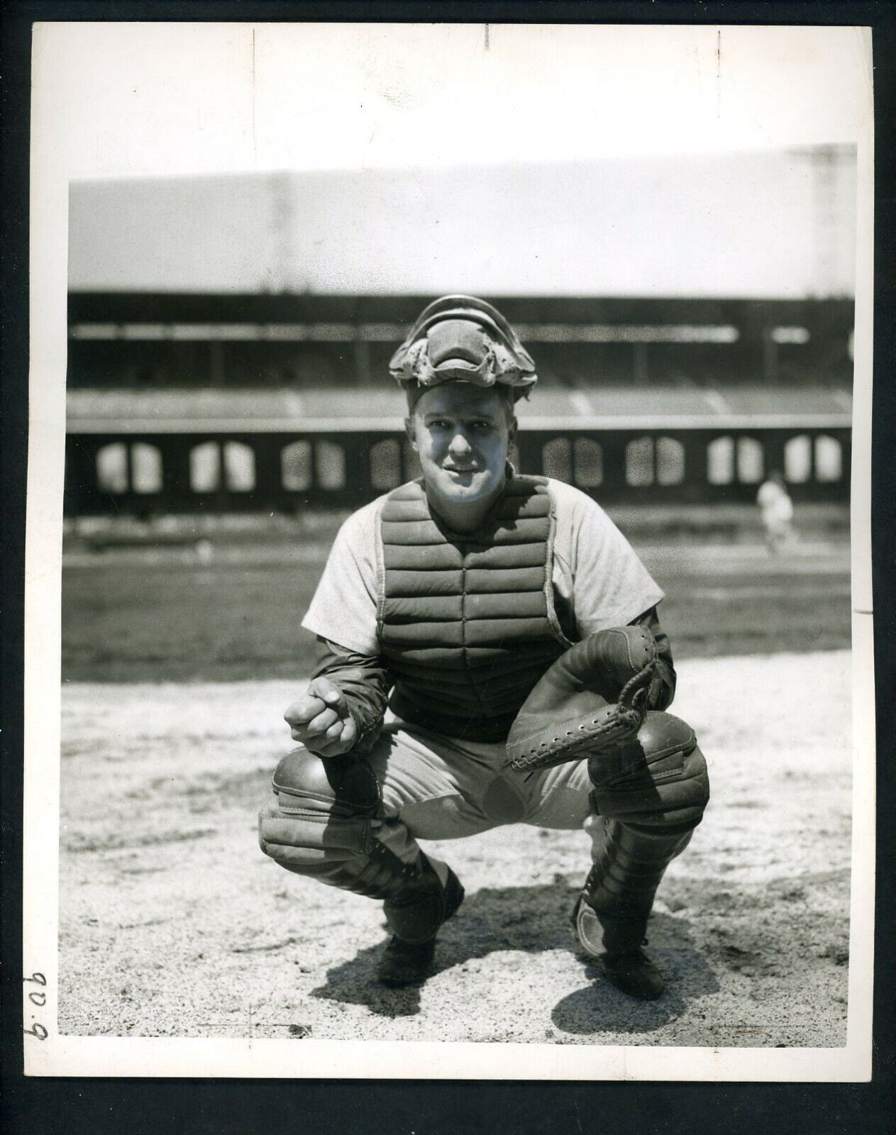 Bob Scheffing catching pose 1949 Press Photo Poster painting Chicago Cubs