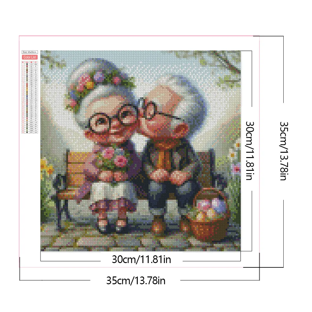 Diamond Painting - Full Square Drill - Old Couple(Canvas|35*35cm)