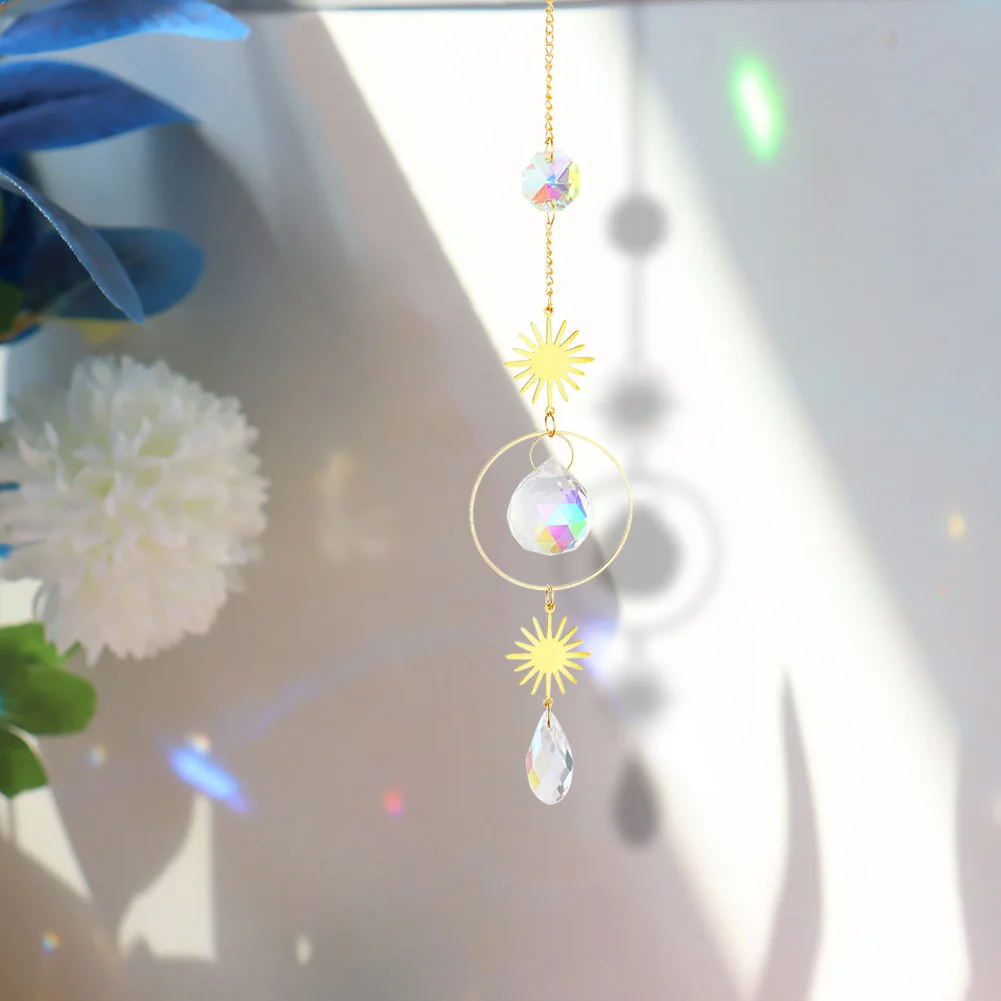 1/4pcs Hanging Bead Moon Sun Light Catcher Crystal Outdoor Wall Wind Chimes