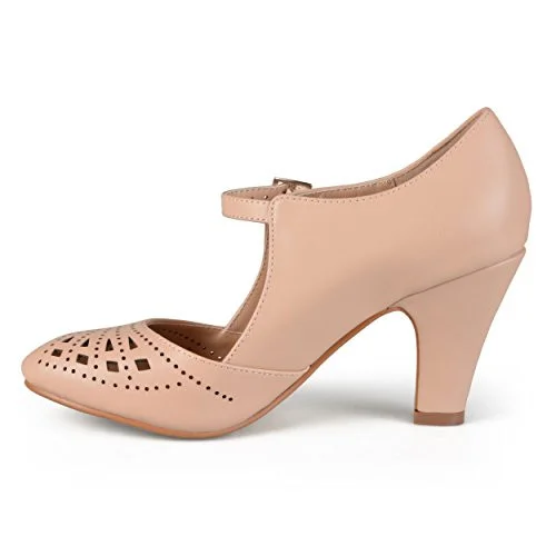 Blush Vintage Cut Out Round Toe Mary Jane Heels Vdcoo
