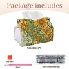 (24cm)Sunflower Butterfly 24cm DIY Diamond Painting Rhinestones Decorative Tissue Box Reusable Crystal Mosaic PU Tissue Holder for Home Car Desk Decoration Craft