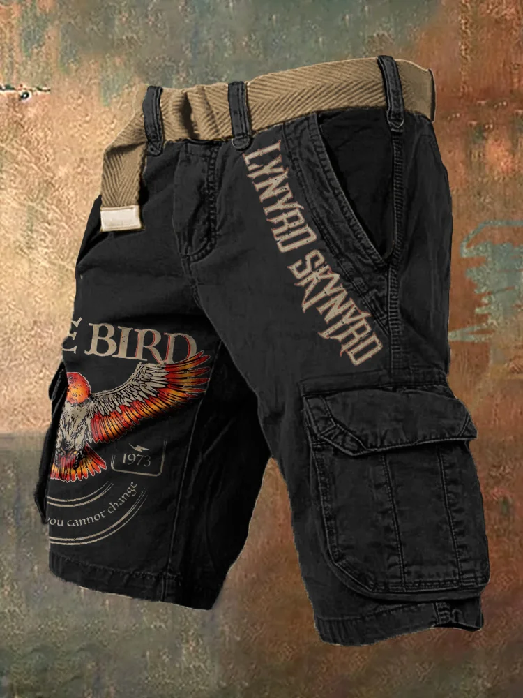 Men's And This Bird You Cannot Change Print Vintage Cargo Shorts