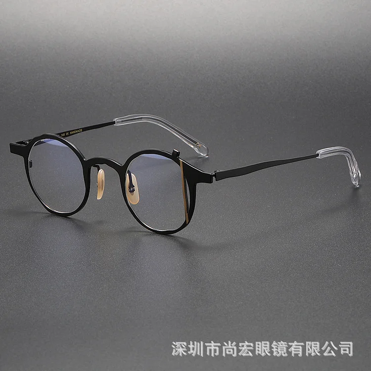 MM0076 Japanese Irregular Round Titanium Eyeglasses Frames Men  Designer Glasses Blue Red  Eyewear