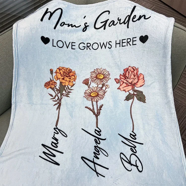 Personalized Gift Ideas For Mom - Mom/Grandma's Garden Birth Month Flower  Blanket