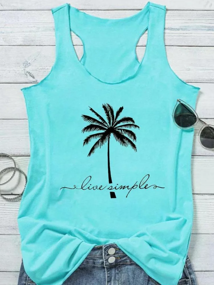 Women's Live Simple Coconut Tree Tank