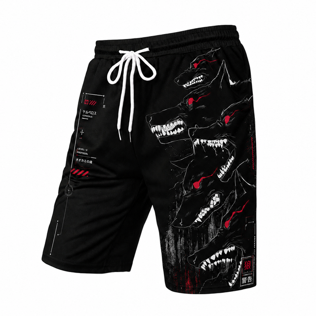 Techwear Black Wolf Athletic Shorts