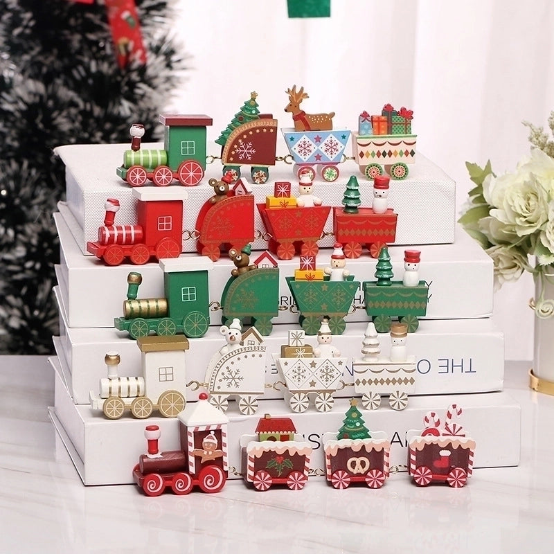 Christmas Fashion Christmas Tree Train Gift Box Wood Indoor Ornaments