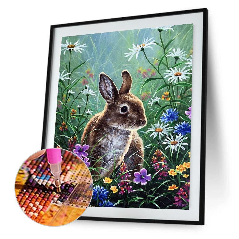 Rabbit 5d Full Round Drill Diamond Painting Crystal Mosaic Kits Wall Decor