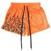Unisex Flame Print Mesh Fitness Athletic Shorts by Inlyline