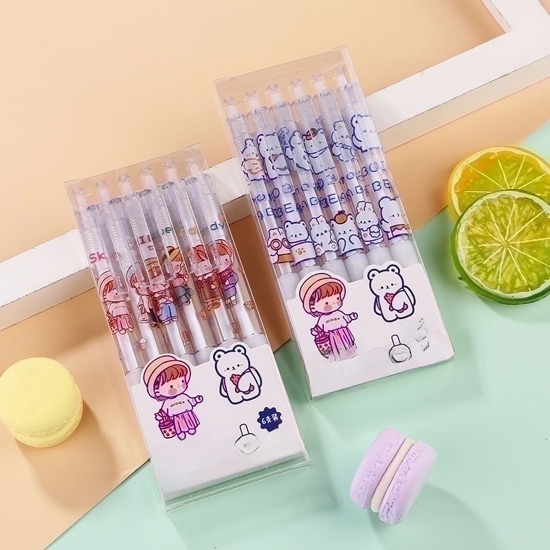 Cartoon Boxed Gel Pen Cute Black Pressing Pen Student School Supplies
