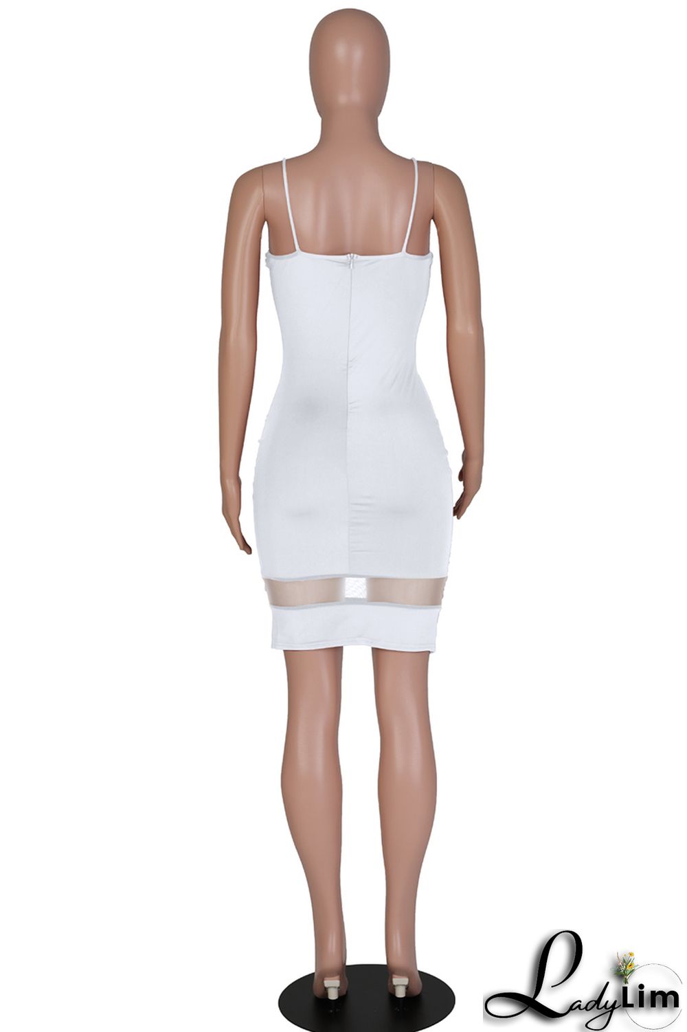 Black Fashion Sexy Solid Split Joint Backless Spaghetti Strap Sleeveless Dress