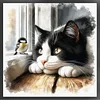 (US Only)Full Embroidery Eco-cotton Thread 11CT Counted Cat Cross Stitch Kit 40x40cm
