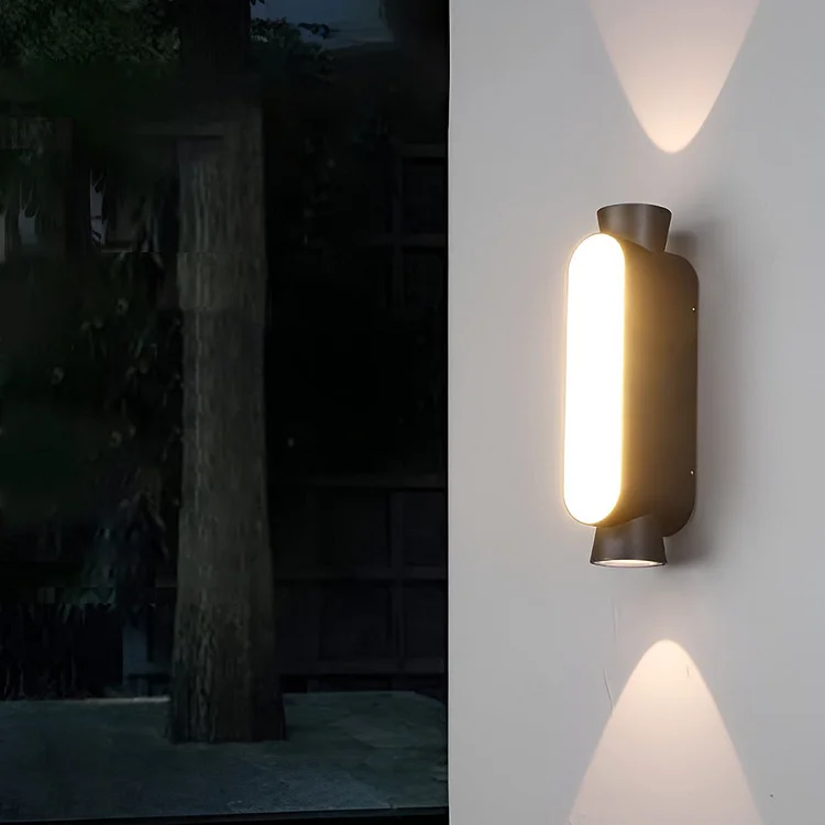 Waterproof LED Up and Down Lights Black Modern Outdoor Wall Sconce Lighting - Appledas