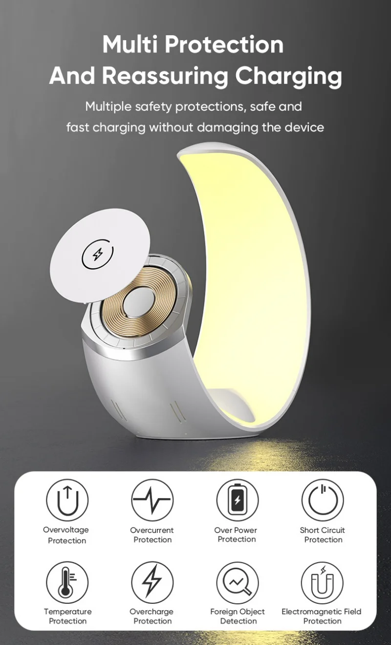 Small moon lamp magnetic 4 in 1 wireless charger