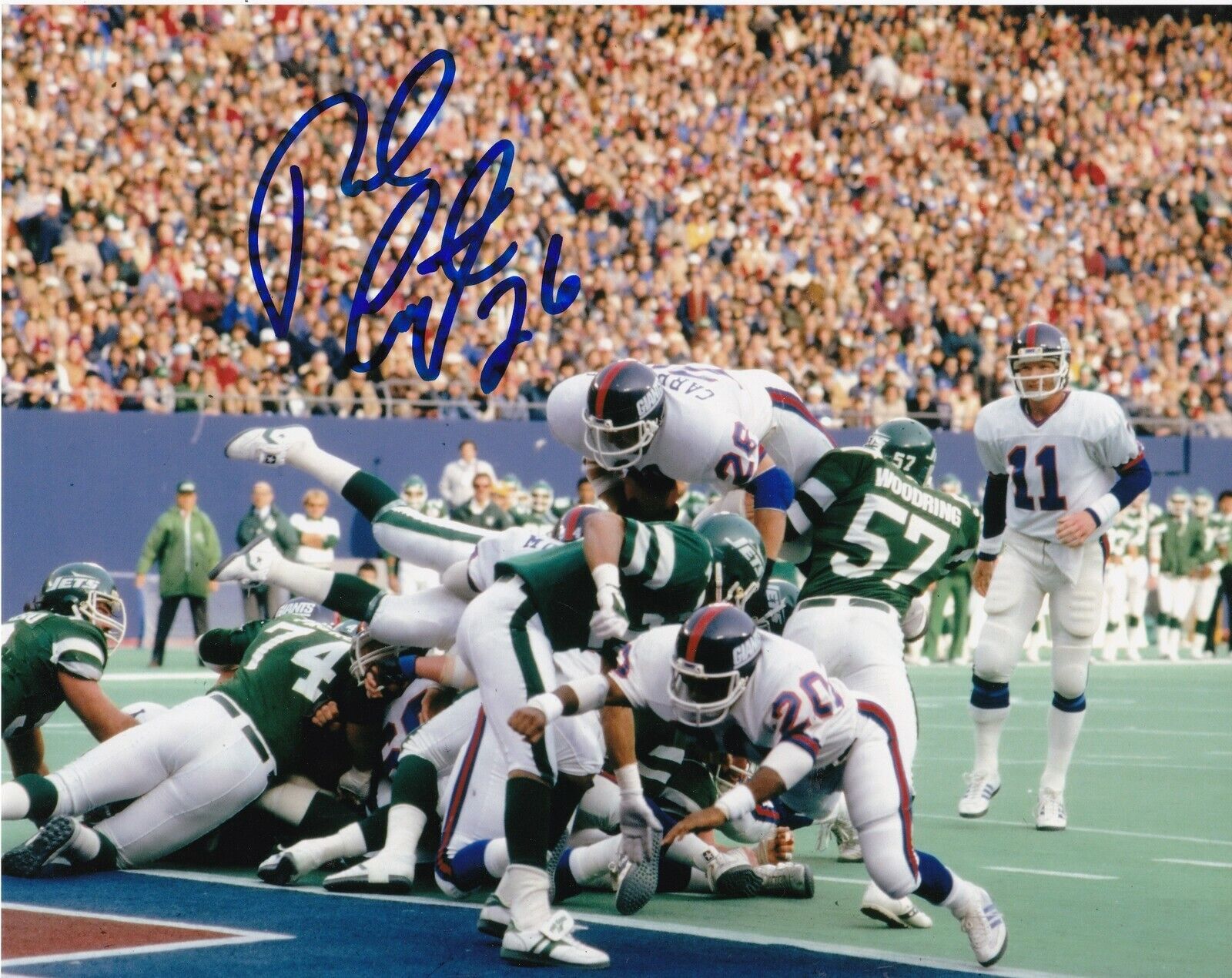 ROB CARPENTER NEW YORK GIANTS ACTION SIGNED 8x10