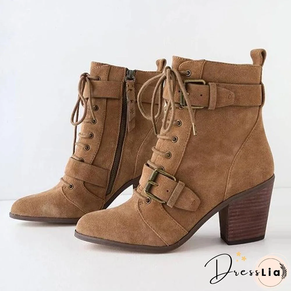 Comfortable Pointed Toe Lace-Up Boots