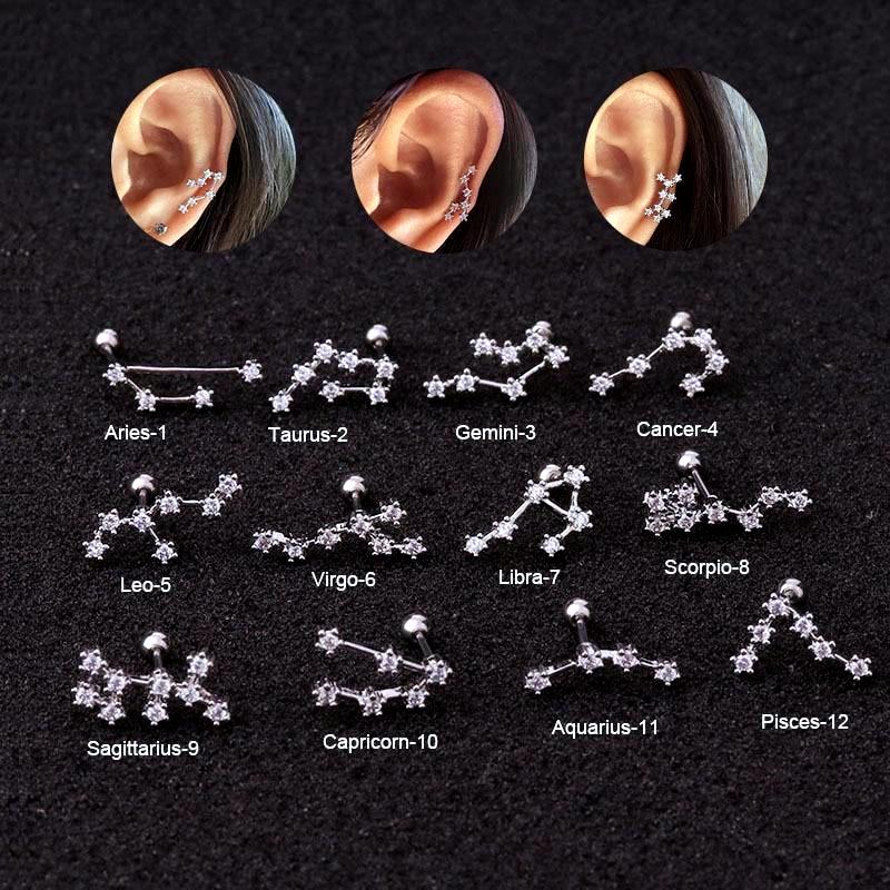 Crystal Zodiac Sign Earrings-Mayoulove