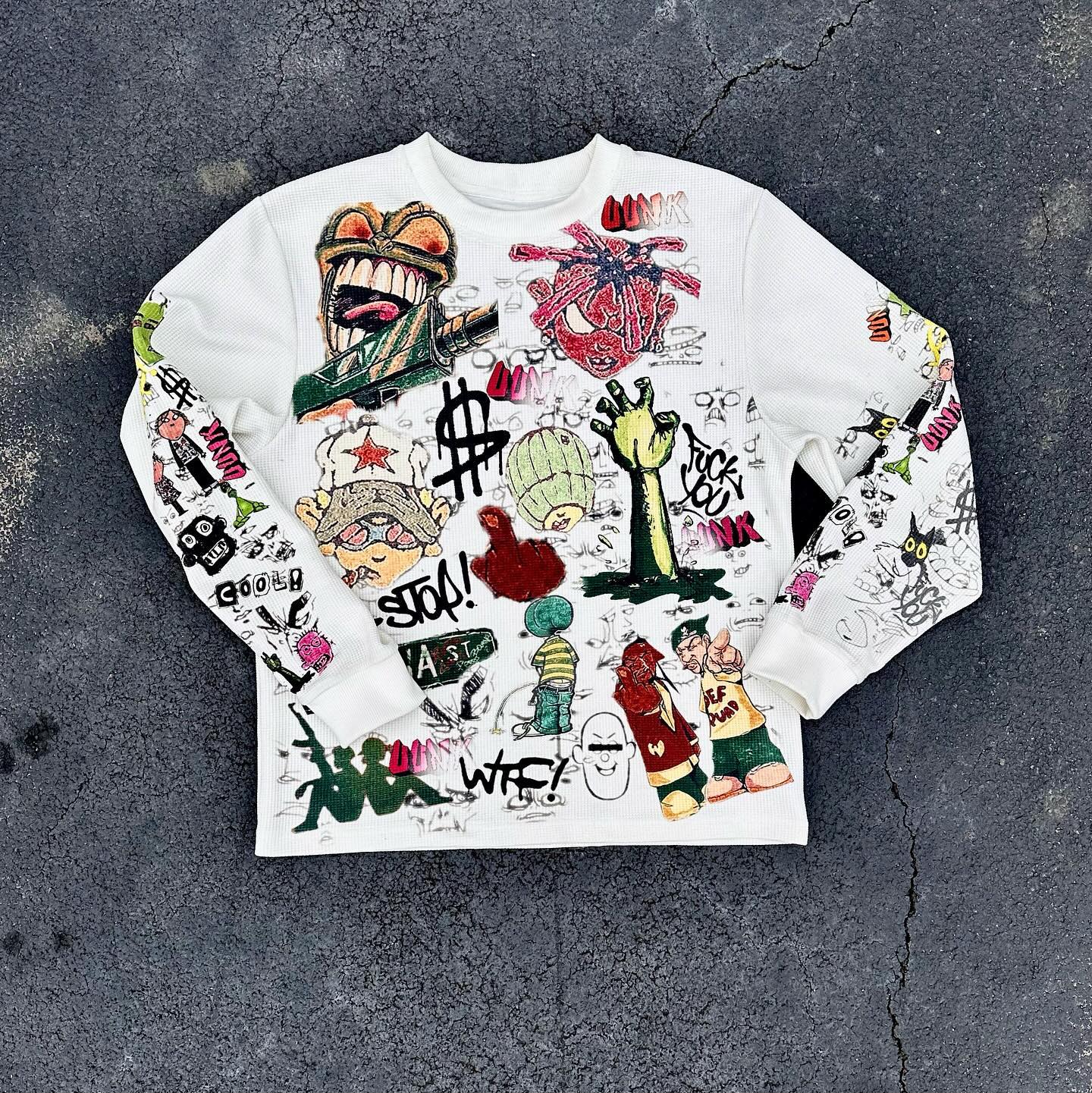 Fashionable personalized printed crew neck loose sweatshirt