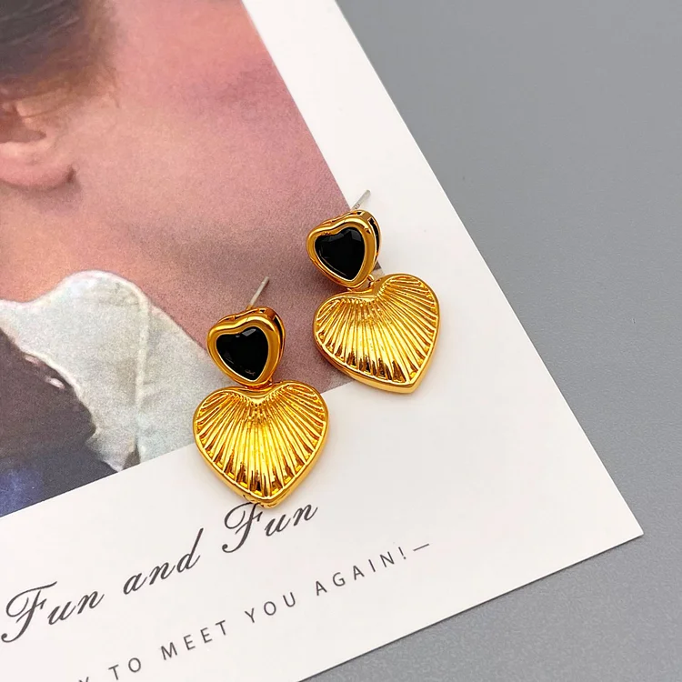 Black Love Zircon Style Earrings