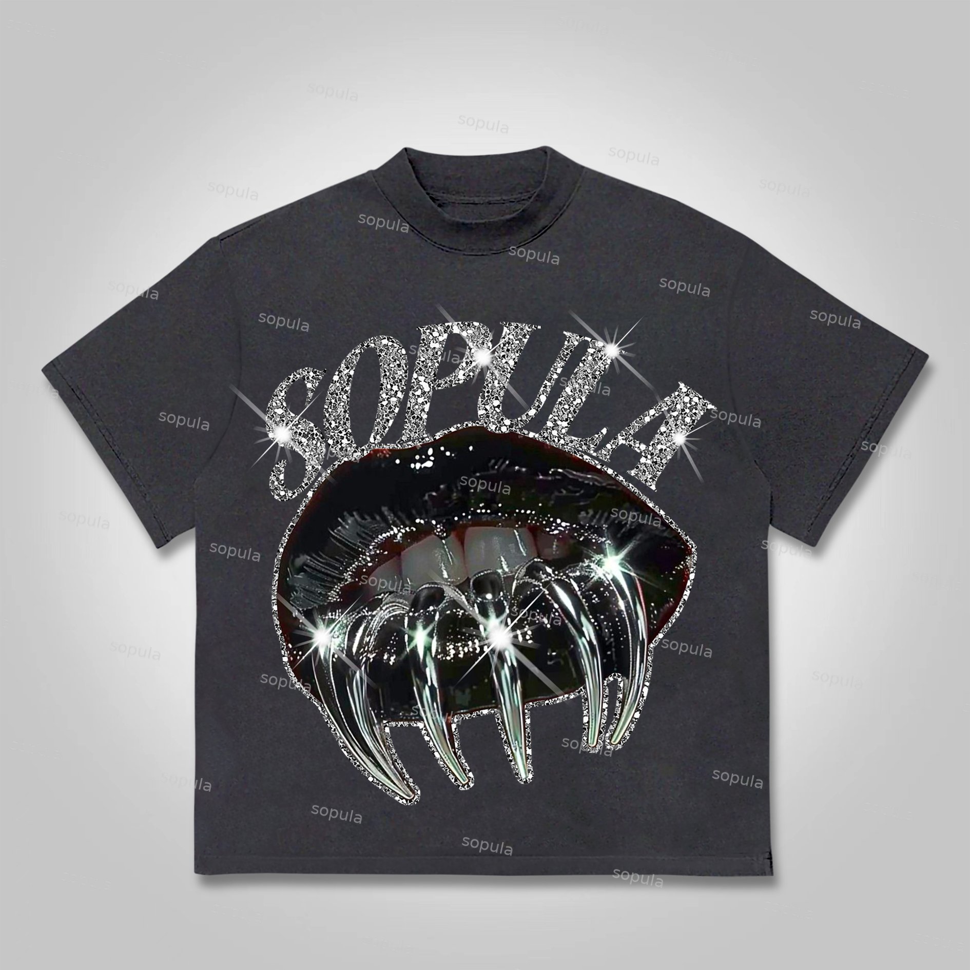 Sopula Claws Shine Lips Graphic Print Cotton T-shirt - SOPULA