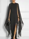Elegant Thigh Split Hem Cloak Sleeve Maxi Dress