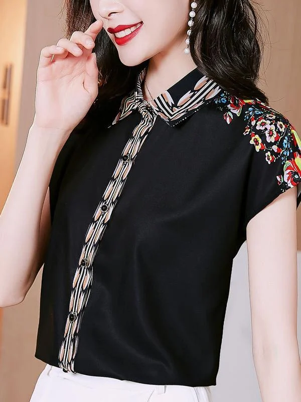 Chiffon short-sleeved high-end doll collar shirt