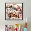 Cat Sleeping In A Pink Basket-11CT Stamped Cross Stitch 40*40cm/15.75*15.75in