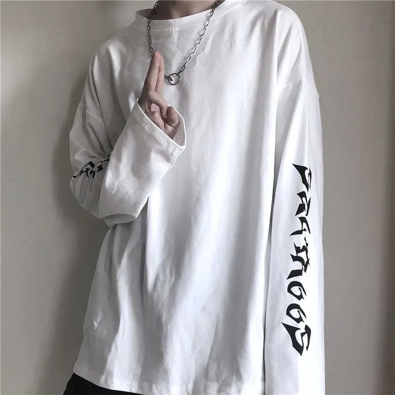 NiceMix Retro Letter Print Women T Shirts Loose Harajuku Style Student Tees Autumn Wild Solid Cotton Tops Fashion 2020
