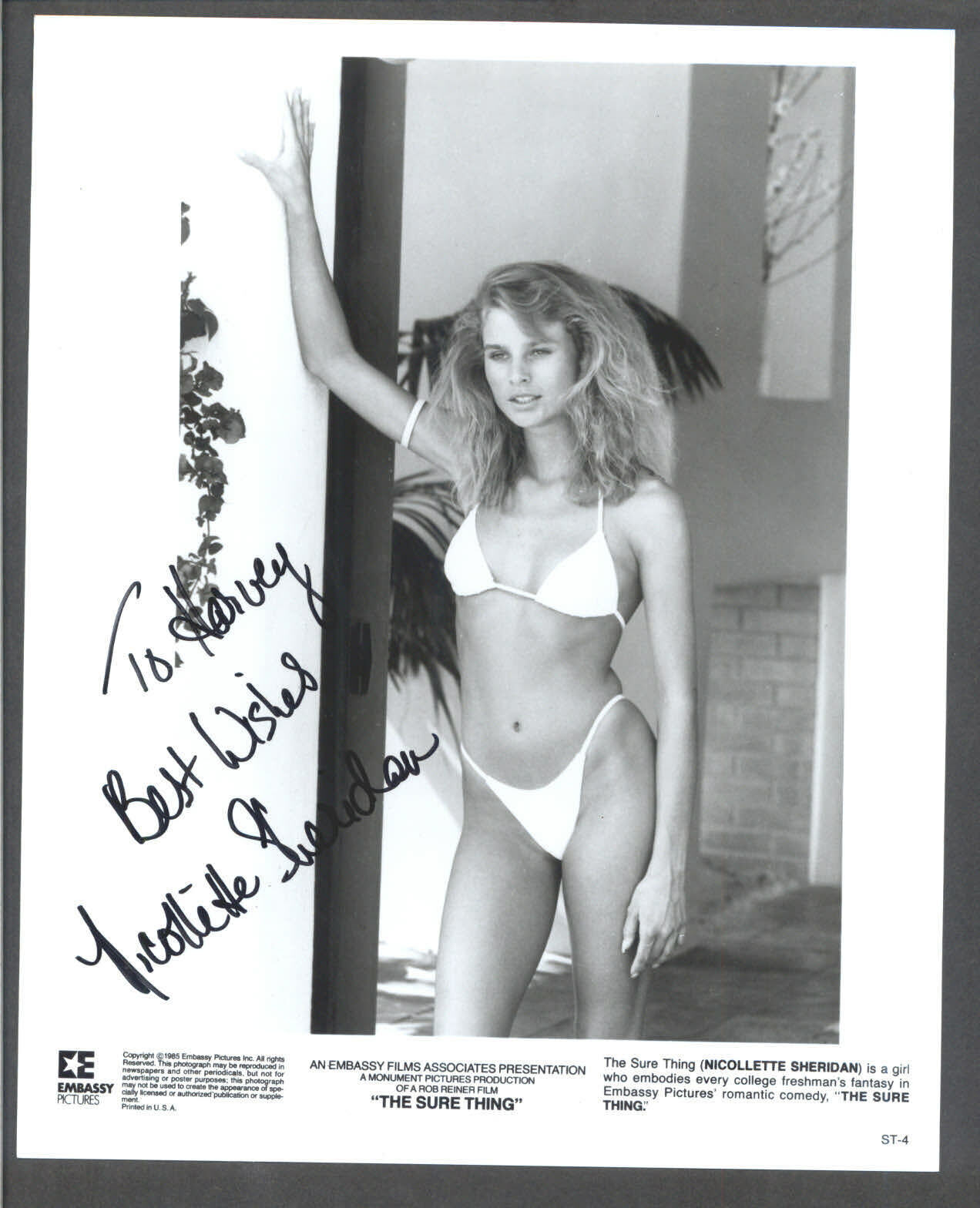 Nicollette Sheridan - 8x10 Signed Autograph Movie Still - The Sure Thing