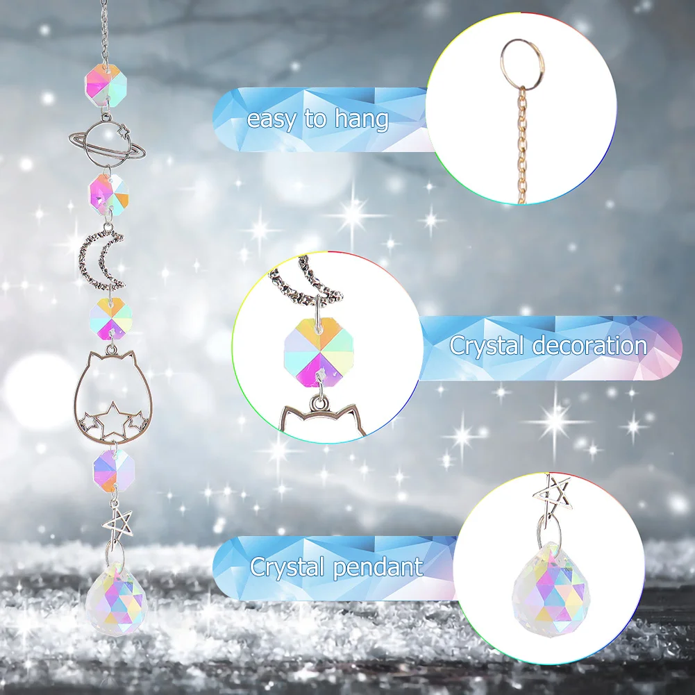 Crystal Wind Chime Prism Catchers Hanging Ornament Curtain Garden Pendant