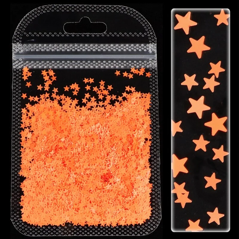 Fluorescent Star Sequin 3mm/4MM Neon Nail Glitter 3D Mixed Color Nail Art Accessories Gel Polish Nail Art Decoration Accessories