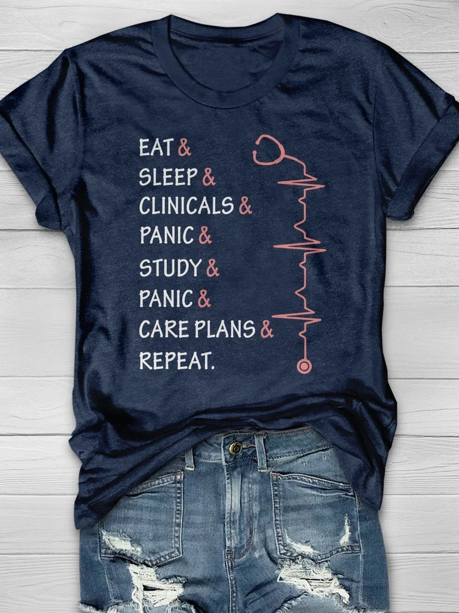 Funny Nurse Print Short Sleeve T-shirt