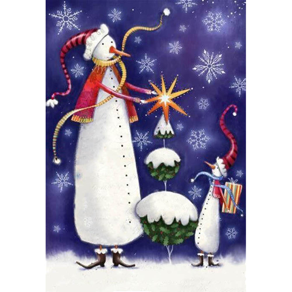 

30*40CM-Round Drill Diamond Painting-Smile Snowman, 501 Original