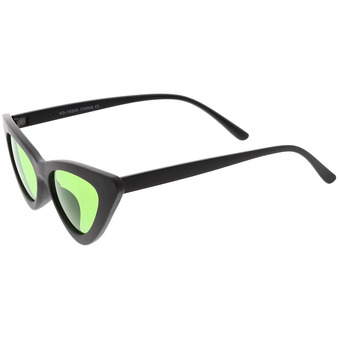 Womens Exaggerated Slim Black Frame Cat Eye glasses Color Tinted Lens 48mm
