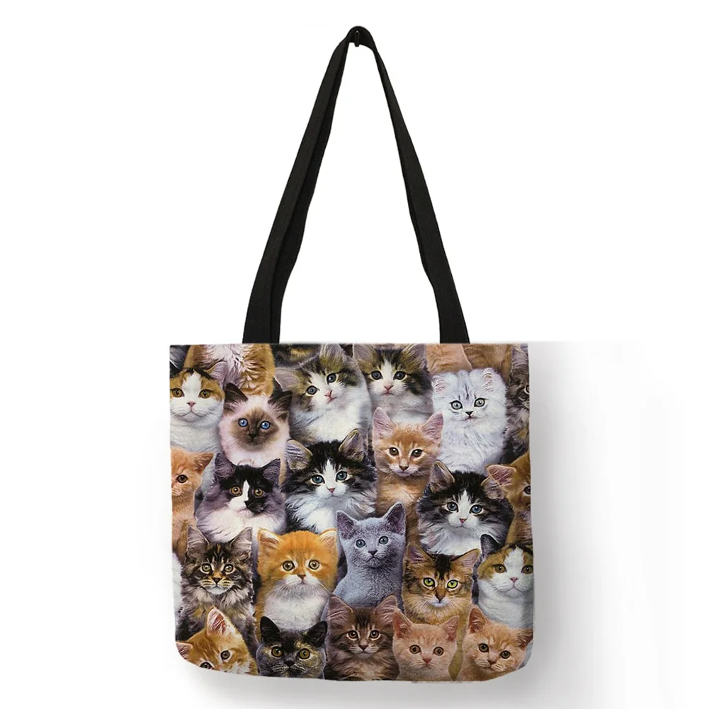 Linen Tote Bag-Cat group